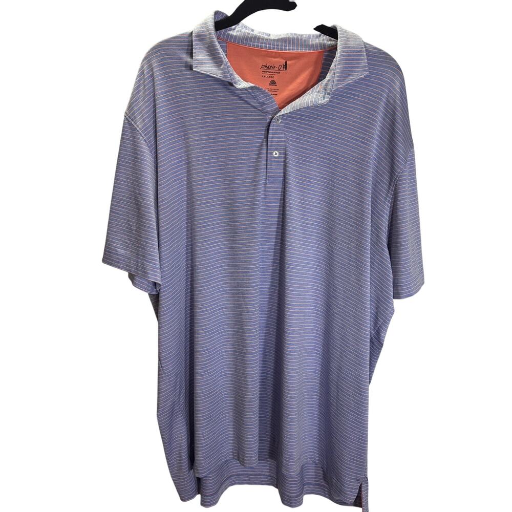 Johnnie-O Performance Polo Shirt XXL Blue Pink Stripe Stretch Golf Shirt